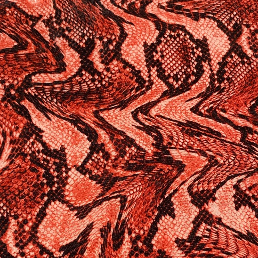 Michael Kors Red and Black Swirl Blouse with Gold Chains 3/4 sleeves